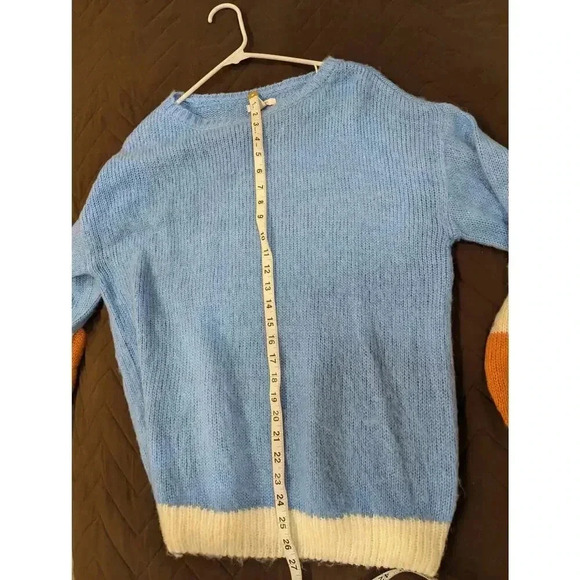 Women's blue, white & peach color block sweater by Nine West size L - Picture 7 of 8
